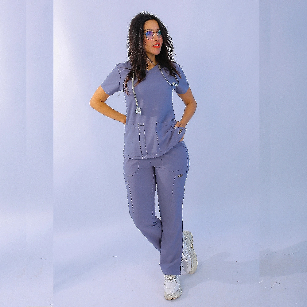 SINA FLEX WOMEN’S V-NECK 4 POCKETS SCRUB SET