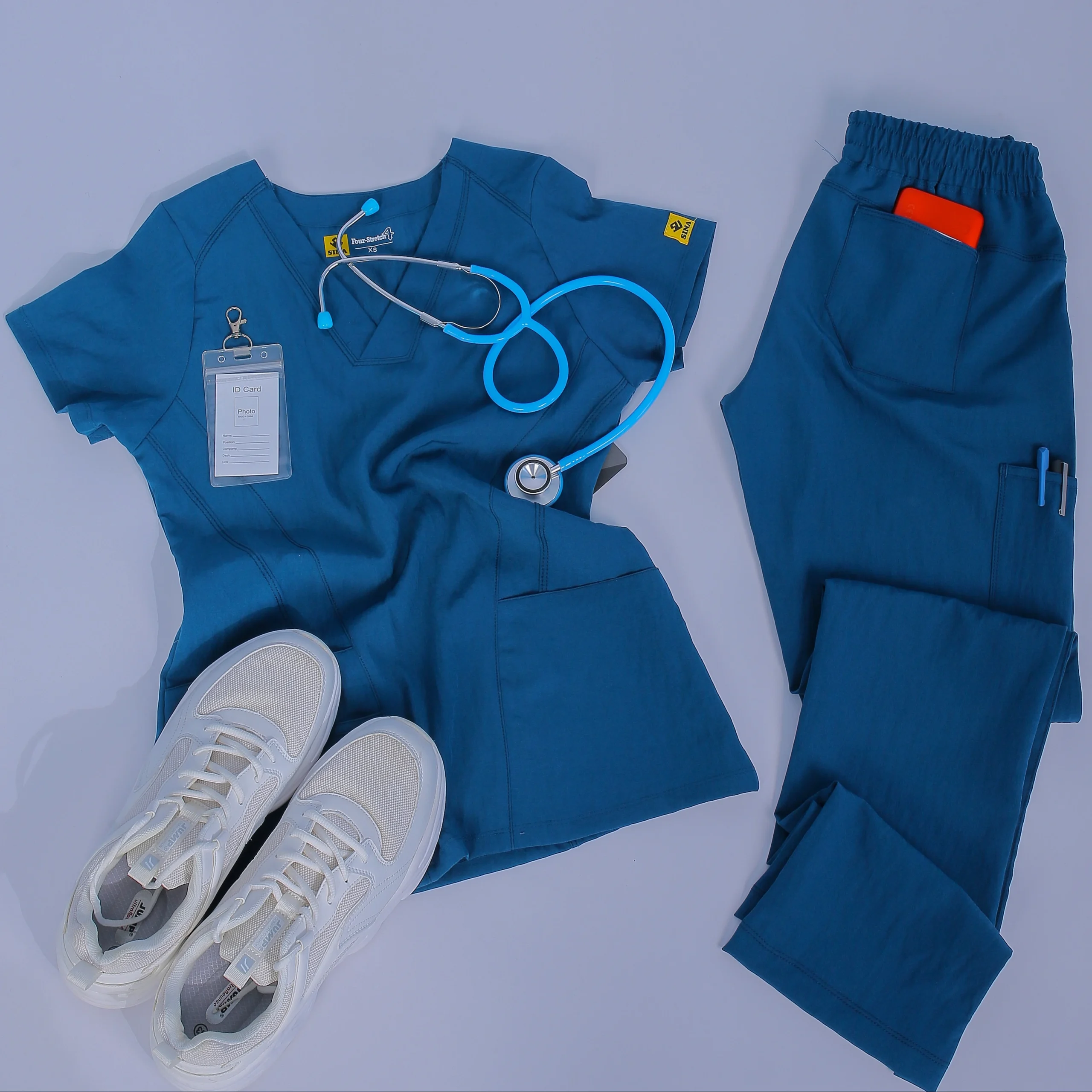 SINA 4 STRETCH WOMEN'S SPORTY V-NECK SCRUB SET
